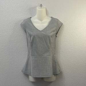 The Limited Collection Gray Sleeveless V-Neck Peplum Shirt